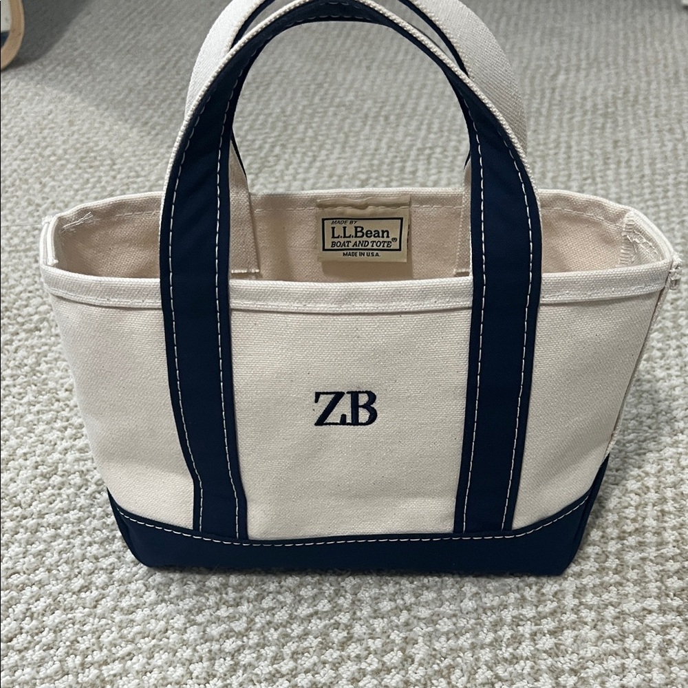 L.L. Bean Canvas Tote in Cream and Navy